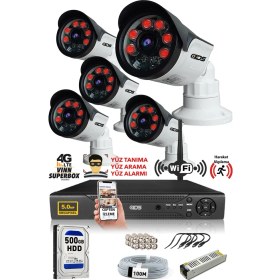 Resim Ids 5 Kameralı 5mp Sony Lensli 1080P Fullhd Güvenlik Kamerası Sistemi - Cepten Izle - 500DIŞ 