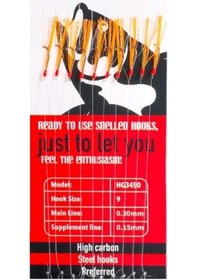 Resim Hg3450 Effe Çapari Mackarel 9 Numara 10 İğneli Turuncu Simli Standart 