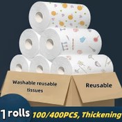 Resim 100/400 adet Yüksek Performanslı, Çok Fonksiyonlu Mutfak Bezleri, Yağya Dayanıklı, Yıkanabilir, Tekrar Kullanılabilir, Tembel Bez, Kuru ve Islak Mendiller, Kalınlaştırılmış Emici El Kağıdı, Mutfak Tüketimleri ve Dış Mekan Partileri için Temel 