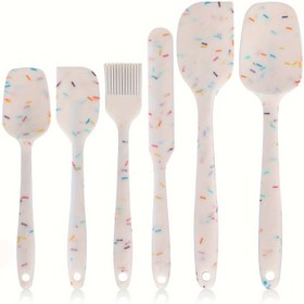 Resim Mutfakta kullanılan 1 takım silikon spatula seti, pişirme, yemek yapma ve karıştırma için, bulaşık makinesinde yıkanabilir, temizlemesi kolay, mutfak gereçleri, mutfak eşyaları ve aksesuarları 