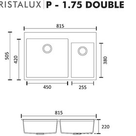 Resim Polex Cristalüx Granit Evye P-1.75 Sarı 1.5 Gözlü Tezgah Altı Ve Tezgah Üstü Mutfak Evyesi 81x50.5 CM 