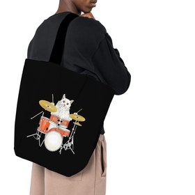 Resim Baterist Kedi Tote Bag Çanta 
