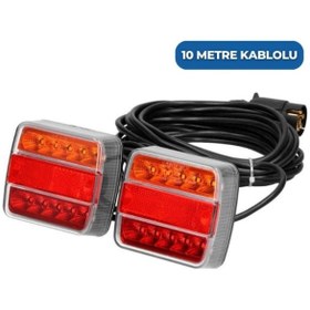 Resim Suga Mıknatıslı Led Römork Stop Lambası Seti 7 Pin Soketli 12v 