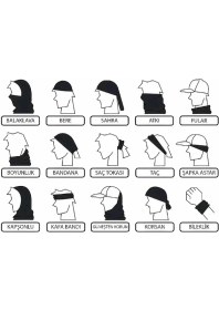 Resim Polar Boyunluk Bandana Buff Saç Bandı Maske Balaklava Toka Siyah 