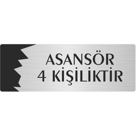 Resim Özarslan Dizayn Metal Departman Kapı İsimliği, Yönlendirme levhası Asansör 4 Kililiktir 5X20 Cm Gümüş Renk 