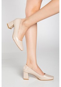 Resim Suins Shoes Suins Melby Model Kadın 6.5 Cm Topuklu Rugan Ayakkabı Ten 