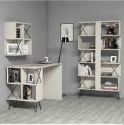 Resim Variant Extra Raflı Çalışma Masası Ve Kitaplık Takımı - Krem 