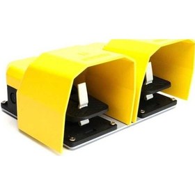 Resim Emas Pdka22bb10 Pdk Serisi Metal Korumalı 1no 1nc 1no 1nc Taşıma Kol Delikli Çiftli Sarı Plastik Pedal 