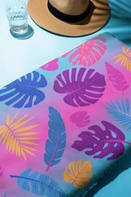 Resim Dijital Baskı Plaj Deniz Havlusu Yaprak Desenli Peştamal HVL0177 