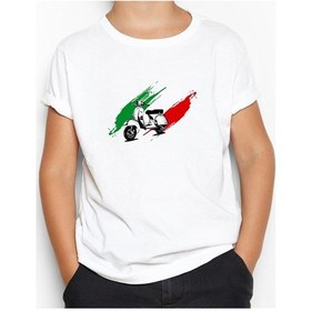 Resim Vespa In Italy Beyaz Çocuk Tişört Beyaz 