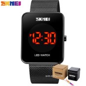 Resim Hanyang Kutu ile Siyah Skmeı Üst Marka Lüks Paslanmaz Çelik Kayış Spor Saatler Erkek LED Işık Dijital Kol Saati Su Geçirmez Saat Reloj Hombre 1900 (Yurt Dışından) 