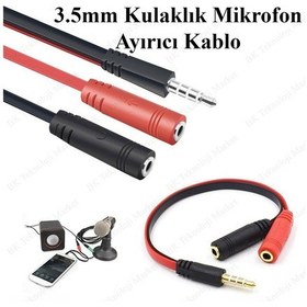 Resim 3.5Mm Bilgisayar / Cep Telefonu Kulaklık Mikrofon Ayırıcı Kablo 