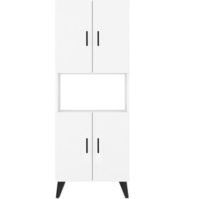 Resim Alesta Life 4 Kapaklı Orta Mikrodalga Mini Fırın Bölmeli Mutfak Dolabı Çok Amaçlı Dolap Beyaz 