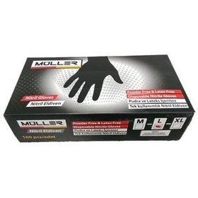 Resim Müller Nitril Eldiven Siyah 100Lü Paket Xl 