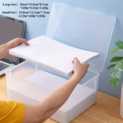 Resim 1 Adet Büyük Kapasiteli Plastik Saklama Kutusu, Belge Düzenleyici, Küçük Eşya Depolama, Çok Fonksiyonlu Ofis Malzemeleri Konteyneri, Şeffaf Dosya Kutusu, Ev, Yurt ve Yatak Odası, Okul & Ofis İçin Uygun, Büyük Boyut, Orta 