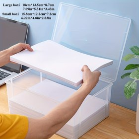 Resim 1 Adet Büyük Kapasiteli Plastik Saklama Kutusu, Belge Düzenleyici, Küçük Eşya Depolama, Çok Fonksiyonlu Ofis Malzemeleri Konteyneri, Şeffaf Dosya Kutusu, Ev, Yurt ve Yatak Odası, Okul & Ofis İçin Uygun, Büyük Boyut, Orta 