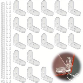 Resim 20 adet L-Şekilli Açı Bağlantı Elemanları, 90 Derece Sabit Açı Destekleri, Şeffaf Akrilik Malzeme, Mobilya/Stand Sağ Açı Desteği ile, 40 adet M3*2.4 Şeffaf Altıgen Somun + 40 adet M3*10 Yuvarlak Başlı Çapraz Renkli Vidalar Dahil 