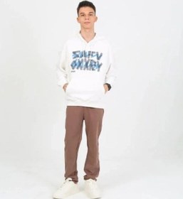 Resim Marions Erkek Çocuk Yazı Detaylı 2 İplik Kapüşonlu Sweatshirt-15229 Ekru 