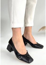 Resim Ezel Glory Cande Siyah Cilt Topuklu Ayakkabı Çok Renkli 