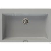 Resim Polex Cristalüx Granit Evye P-X76 Gri Tezgah Altı Ve Tezgah Üstü Mutfak Evyesi 75x50 CM 