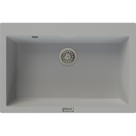 Resim Polex Cristalüx Granit Evye P-X76 Gri Tezgah Altı Ve Tezgah Üstü Mutfak Evyesi 75x50 CM 
