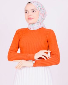 Resim Boğazlı Triko Badi Turuncu - Standart 