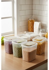 Resim 6 Parça 2.5 Lt Erzak Saklama Kabı, Bakliyat Kabı Şeffaf 