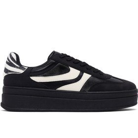 Resim Derimod Kadın Siyah Bağcıklı Kalın Tabanlı Sneaker, Kışlık Spor Ayakkabı 25AFD430814 