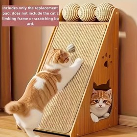 Resim Geliştirilmiş Dayanıklı Sisal Kedi Tırmalama Direği ve Asılı Top - Güvenli Dinlenme, Egzersiz ve Tırmalama için Ergonomik Tasarım - Ağır Hizmet Tipi Hasır İmitasyon Malzeme - Mükemmel Hediye 