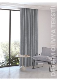 Resim Devrim Olivya Tekstil Lüks 1. Sınıf Düz Dikim Açık Gri Ada Fon Perde En X Yükseklik Açık Gri 