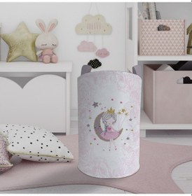 Resim Mekta Home Bebek Ve Çocuk Odası Ay Üzerinde Oturan Kız Desenli Motifli Oyuncak Sepeti Renkli Çok Renkli 