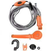 Resim Turuncu Dc 12v Evrensel Araba Yıkama Taşınabilir Araba Duş Temizleme Aracı Açık Kamp Seyahat Duş Araba Yıkama Çakmak İle 
