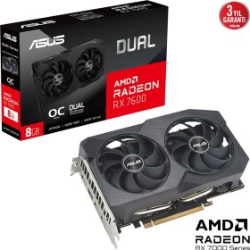 Resim Dual Radeon Rx 7600 Oc V2 DUAL-RX7600-O8G-V2 Gddr6 128BIT DX12 Gaming (Oyuncu) Ekran Kartı 