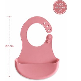 Resim Siliconly Bpa Içermeyen %100 Silikon Bebek Mama Önlüğü Kaydırmaz Cepli Bebek Önlüğü 