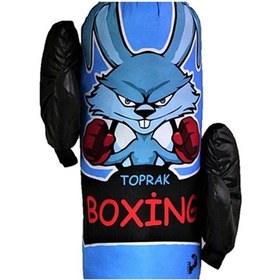 Resim Çocuk Boks Torbası Eldiven Hediyeli Çocuklar İçin Eğlenceli Evde Boks Mavi 