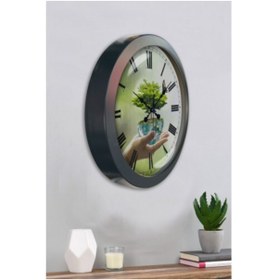 Resim Bahat Salon Ofis Duvar Saati Gri Metal Çerçeve 36 Cm 