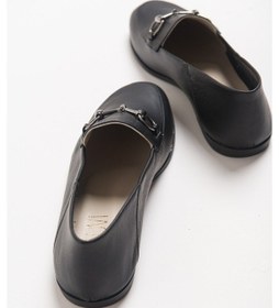 Resim Luvishoes F03 Hakiki Deri Kadın Loafer Ayakkabı Siyah Cilt Siyah 