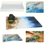 Resim LEQU Ekstra Büyük Dikdörtgen Silikon Kalıp - Masaüstü ve DIY Dekoratif Sanat Eserleri İçin Reçine Döküm Kalıbı (1 Adet) 
