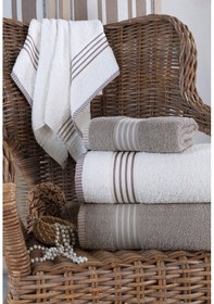 Resim Rebeka Oscar Banyo Havlu Seti Yumuşak Havlu Seti 1200 Gram Taş Rengi Krem Krem - Taş Rengi 