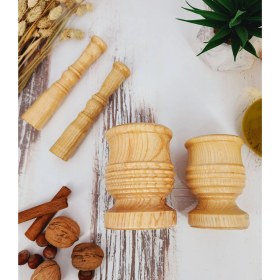 Resim Montesev El Yapımı Ahşap Havan Sarımsak Döveceği Takımı 2'li Lüx 8'lik - 10'luk 