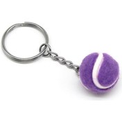 Resim Monyee Mor Felt Mini Tenis Topu Anahtarlık - 2cm Küçük Boy, Tenis Severlere Özel Hediyelik Mor 