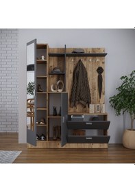 Resim Robinhome Robin Home Jessie Vestiyer Ayakkabılık Portmanto Aynalı Raf Çam-G 