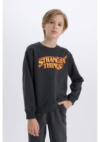 Resim DeFacto Erkek Çocuk Stranger Things Bisiklet Yaka Kalın Sweatshirt D4791A824WNAR208 