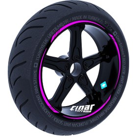 Resim Gül Pembesi 4 Parçalı Keskin Jant Şeridi Sticker Çınar Extreme 