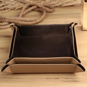 Resim Onywatch Gerçek Deri Vale Tepsi Set Valet Tray Saat Saklama Kutusu Çoklu Rolex Kutusu Ofis Düzenleyici Ofis Organizer Watch Box Yatakbaşı Tepsisi 