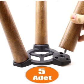 Resim Badem10 (5 ADET) Mobilya Zigon Ahşap Sehpa Ayağı Üçlü Plastik Bağlantı Aparatı Açılı Dereceli Ayak Tabanı 
