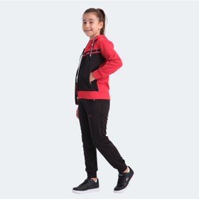 Resim Slazenger NOON Çocuk Fermuarlı Kapüşonlu Cepli Siyah / Kırmızı Eşofman Takımı 