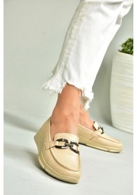 Resim Fox Shoes T555081403 Bej Hakiki Deri Günlük Kadın Ayakkabı Bej-hakiki Deri 