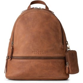 Resim Th Bags Berliner Bags Florence Vintage Deri Kadın Günlük Çantası, Su Geçirmez Küçük Sırt Çantası, Kahverengi 