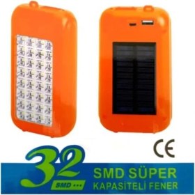 Resim Güneş Enerjili Power Bank Özellikli LED Işıldak El Feneri 